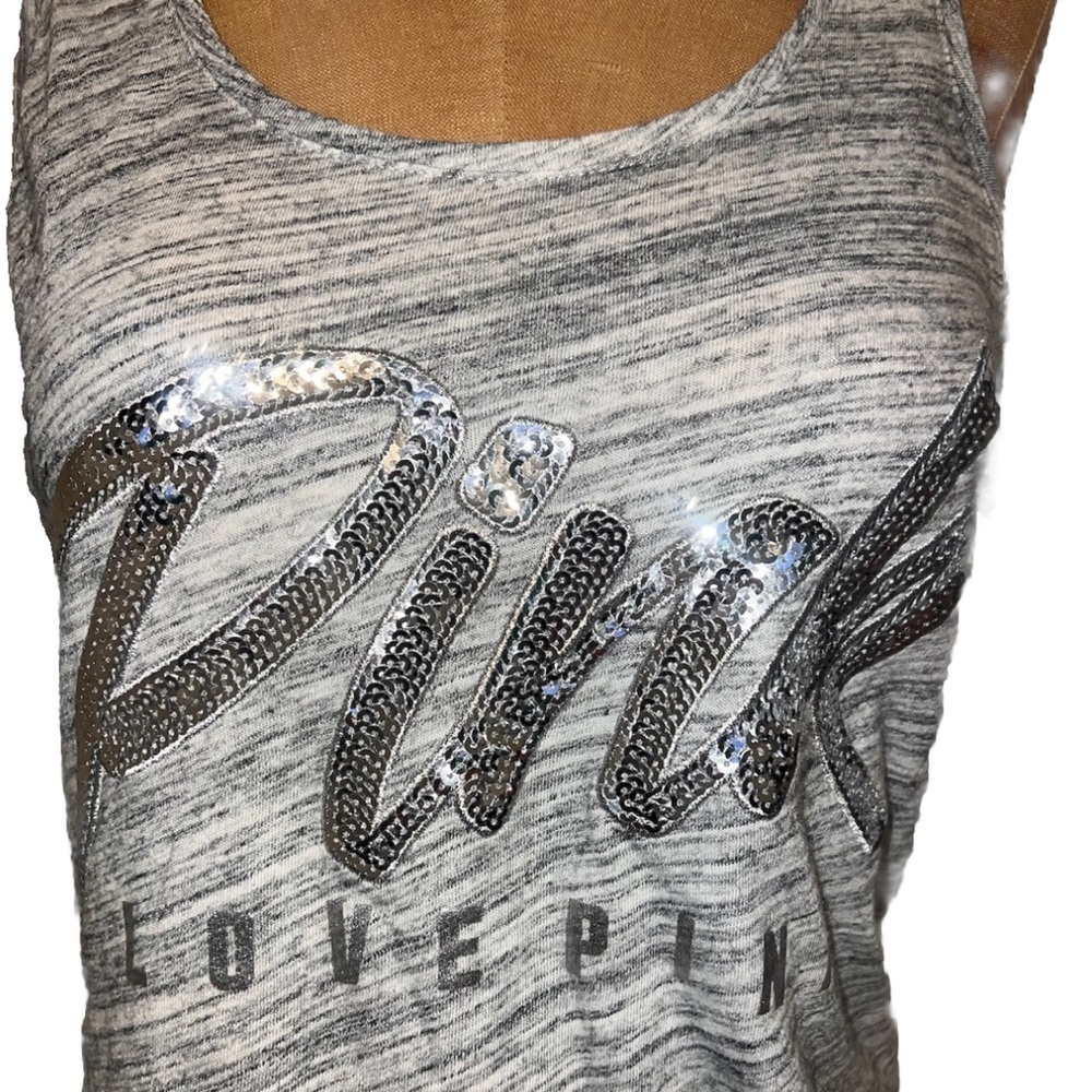 PINK Victoria's Secret Gray Sequin Tank Top M Like New! - Picture 2 of 7